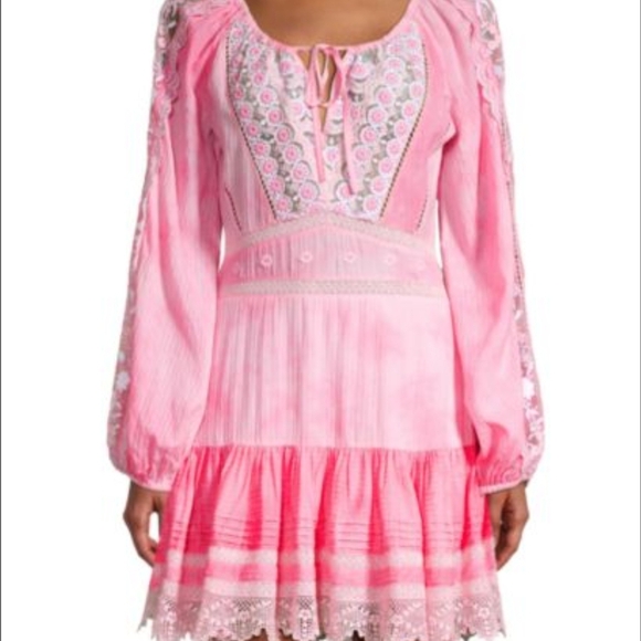 LoveShackFancy Chelie Pink Lace Long Sleeve Dress - Picture 4 of 8